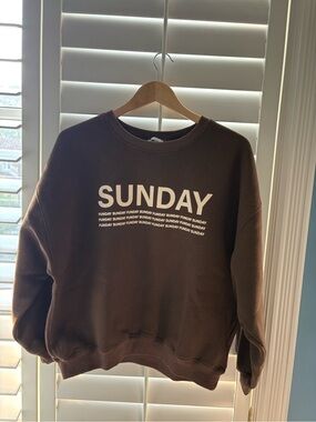 Princess Polly Brown "SUNDAY" Graphic Crewneck Sweater